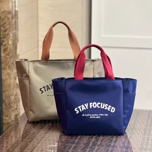 Borsa per pranzo in tessuto Oxford bicolore di grande capacita borsa casual chic.