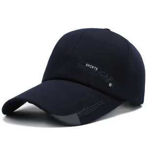 Unisex Extended Brim Canvas Baseball Cap Breathable Sunshade Hat With Letters Print