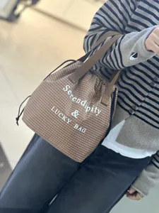 Sac bento a carreaux marron sac a dejeuner etanche sac a cordon sac a main de banlieue