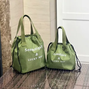Sac à Repas à Cordon en Tissu Oxford Imperméable Sac à Main Bento pour Trajet Pochette Thermique Isolé pour Tasse pour Femmes