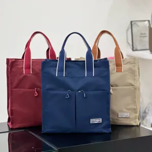 Τσάντα tote από καμβά με πολλές τσέπες, ευρύχωρη τσάντα εγγράφων για μαθητές.