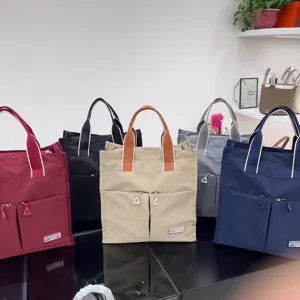 Μεγάλη χωρητικότητα τσάντα tote πολλαπλών τσεπών καμβάς πολυλειτουργική φοιτητική τσάντα
