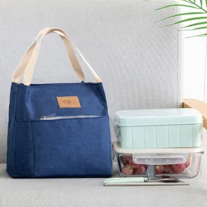 Bolsa de Almuerzo de Tela Oxford Impermeable Portátil Aisla Térmica Caja Bento Tote Viaje Diario Almacenamiento Bolso