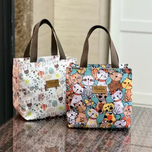Waterproof cartoon student lunch bag thermal tote bag cute animal printed portable storage pouch