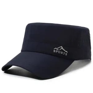 Men quick dry flat top cap outdoor casual sun protection breathable military cadet hat