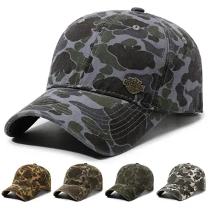 Unisex Vintage Washed Camouflage Baseball Cap Outdoor Sun Protection Adjustable Casual Dad Hat For Men Women