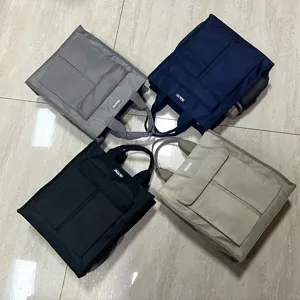 Multi-functional large capacity canvas handbag document bag student book bag multi-pocket detail