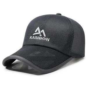 Men's mesh baseball cap, thin breathable summer sun hat for outdoor sports, casual dark grey.