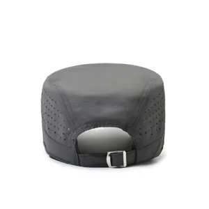 Men breathable outdoor quick dry flat top cap back detail view, perfect for summer hiking sports.