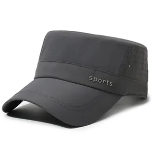 Herren schnelltrocknende Flachkappe atmungsaktive Outdoor Sport Sonnenhut graue Details