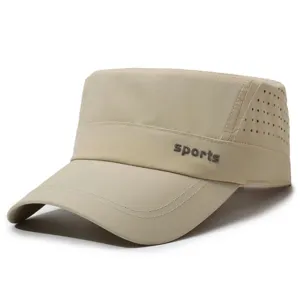Herren schnelltrocknende Flachkappe Outdoor Freizeit atmungsaktive Sonnenkappe khaki