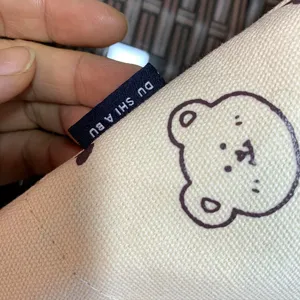 Korean style canvas thermal jar bag cute bear print portable insulated cup storage pouch.