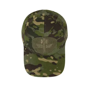 Berretto da baseball mimetico tattico con patch ricamata, ideale per sport all'aperto e trekking.