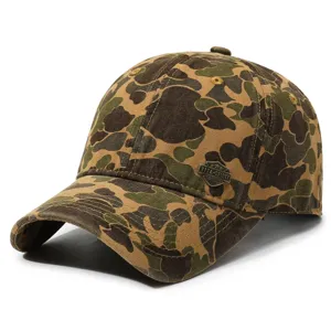 Washed vintage camo baseball cap outdoor sun visor casual hat for men and women