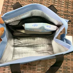 Tragbare isolierte Kühltasche mit Alufolie Innenseite und Netztasche für den täglichen Gebrauch.