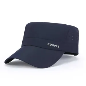 Men Quick Dry Flat Top Cap Navy Blue Breathable Outdoor Sports Sun Hat Casual Summer Hat