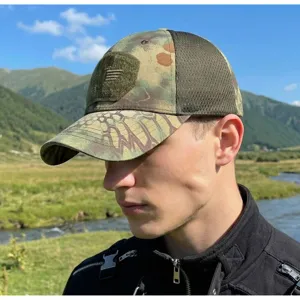 Camouflage tactical baseball cap breathable outdoor mesh sun hat for men daily sports hiking