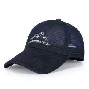 Men summer breathable mesh baseball cap outdoor sports sun protection peaked cap blue.