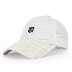 Gorra de béisbol de malla transpirable para hombre, sombrero de sol con bordado R.