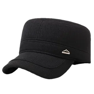 Men's Winter Warm Wool Flat Cap Casual Outdoor Thickened Dad Hat Black And Stylish