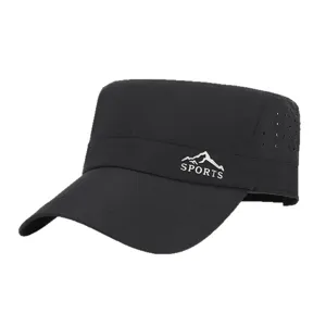 Men Women Outdoor Quick Dry Flat Top Cap Hiking Breathable Sports Military Cap Black