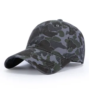 Vintage camouflage baseball cap for men and women, classic retro outdoor sun hat.