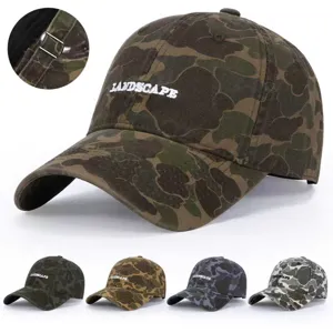 Unisex Camouflage Baseball Cap Cotton Letter Embroidery Adjustable Outdoor Sun Protection Casual Dad Hat