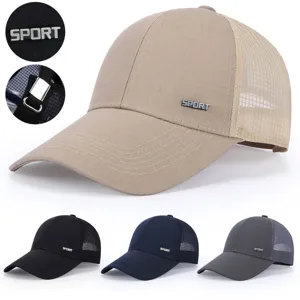 Men Breathable Mesh Baseball Cap Polyester Sun Protection Adjustable Sports Hat Casual Outdoor Running Golf Cap