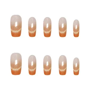 10 Stk. kurze Verlaufs-Katzenauge-Künstletnägel, minimalistische handgemachte Nagelspitzen.