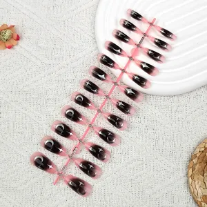 Uñas postizas largas degradadas bailarina uñas postizas con hermoso diseño de estrella