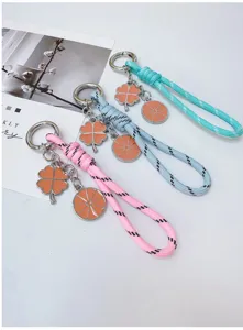 Schattige klaverblad gevlochten touw sleutelhanger tas accessoire hanger voor dames
