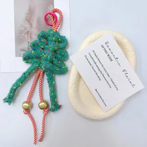 Handgefertigter Geflochtener Weihnachtsbaum Schlüsselanhänger Festlich Grün Rot Polyester Hängend Deko Für Auto Tasche Handy Geschenk
