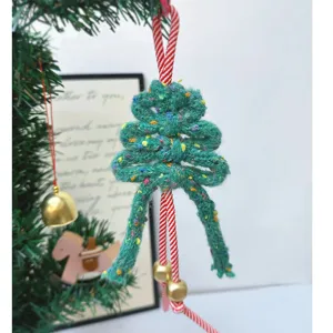 Handgefertigter gewebter Weihnachtsbaum Anhänger geflochtene Seil Schlüsselanhänger Tasche