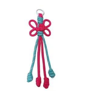 Handmade braided rope keychain, colorful short bag charm DIY accessory for keys, stylish and cute.