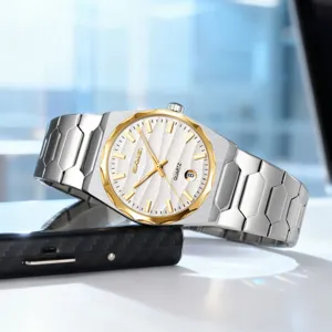 SKMEI Men's Quartz Watch Stainless Steel Waterproof Business Casual Wristwatch Octagonal Bezel Date Display Men Watch