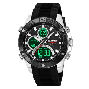 Skmei Men's Multifunctional Sports Watch Dual Display Waterproof Luminous Electronic Watch Silicone Strap Casual Wristwatch