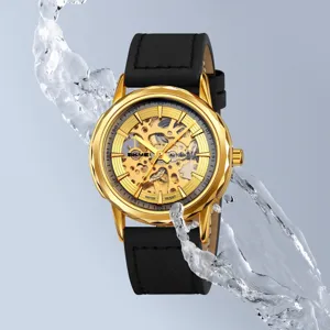 Orologio Meccanico Automatico da Uomo Quadrante Scheletrato Impermeabile Affari Acciaio Inossidabile Lega