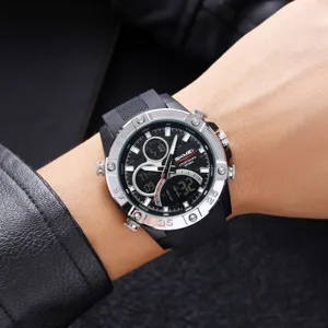 SKMEI men sports watch dual display silicone strap waterproof luminous electronic watch