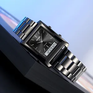 SKMEI andriko tetragono psifiako quartz roloi adiastrofo business metalliko xroma gkri