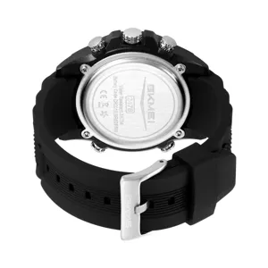 Men's sports watch with silicone strap, dual display and 30m waterproof for daily wear.