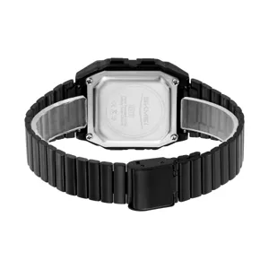 SKMEI retro square digital watch for men, stainless steel back, 3ATM waterproof electronic.