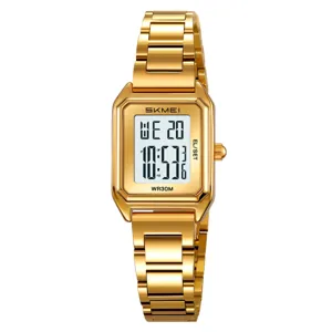 Women gold digital watch square retro metal strap waterproof electronic wristwatch chic
