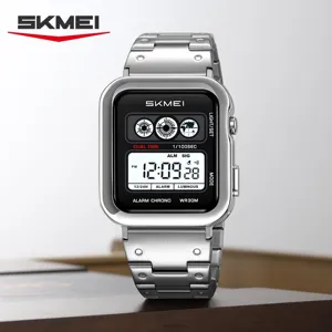 SKMEI men's multi-functional digital watch waterproof steel strap luxury quartz wristwatch