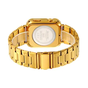 Gold men digital watch waterproof steel band stainless business wristwatch main view