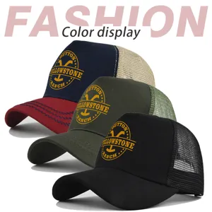 Gorra de béisbol de malla vintage con estampado Yellowstone, sombrero de camionero transpirable.