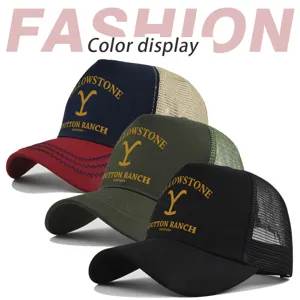 Breathable mesh baseball cap with stylish print, classic trucker hat for men and women sun