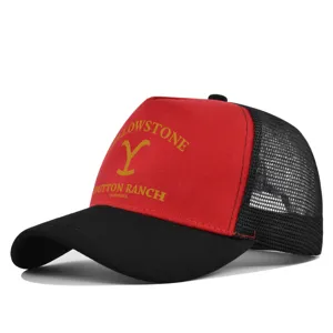 Red black mesh baseball cap Yellowstone Dutton Ranch embroidered trucker hat summer sun unisex