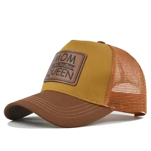 MOM Leder-Patch Trucker Hat, atmungsaktive Mesh Baseballcap für sommerlichen Sonnenschutz.