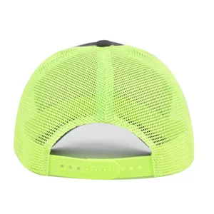 Rückansicht der neongelben Trucker Cap mit atmungsaktivem Mesh und verstellbarem Verschluss.