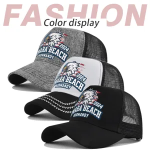 Unisex mesh baseball cap breathable trucker hat vintage eagle print casual sun protection